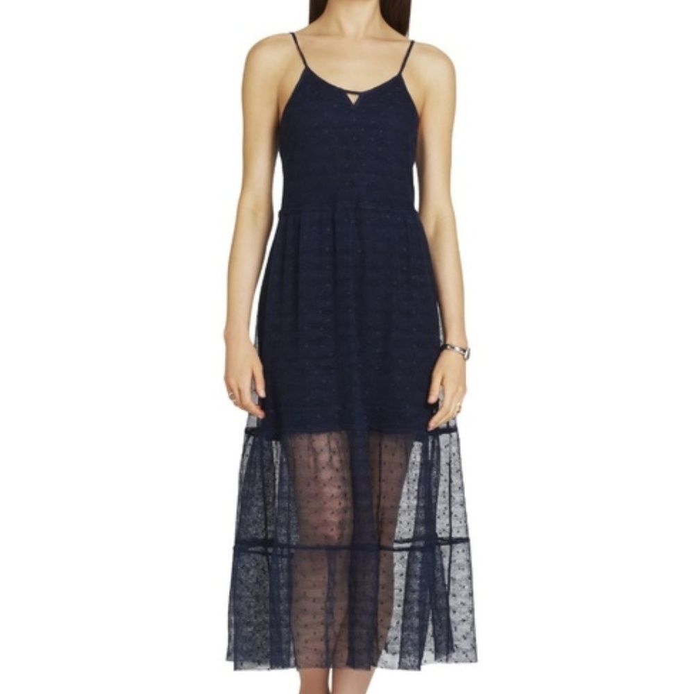 BCBGeneration Dress Maxi Sheer Sun Dress Pleated